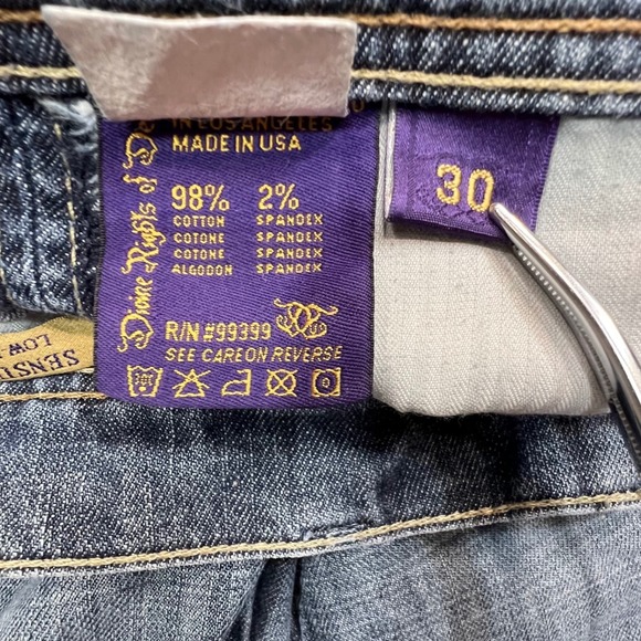 Divine Rights‎ of Denim Jeans Size 30 Low Rise Super Flare Distressed - Picture 4 of 16